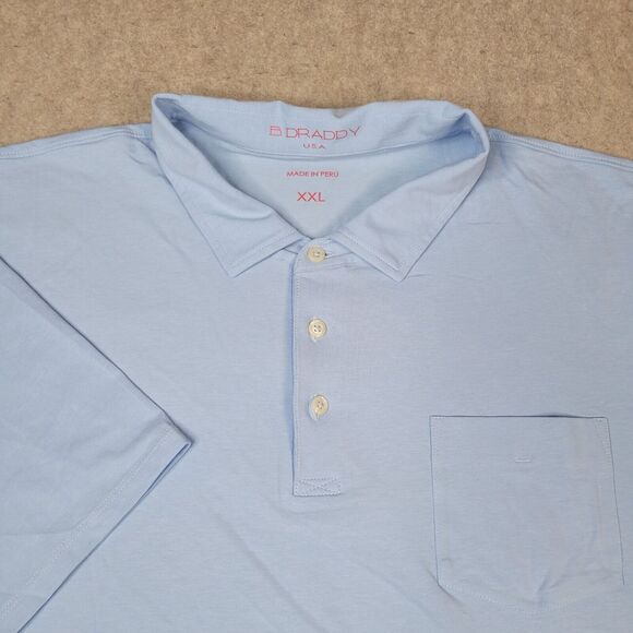 B. Draddy Mens Golf Polo Shirt‎ Short Sleeve Pima Stretch Blue Size 2XL GB Logo - Picture 1 of 10